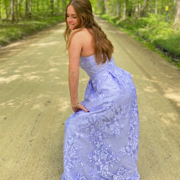 Light Purple Lace Elegant Prom Dress 